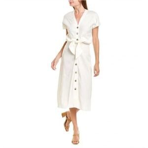 Veronica Beard Giana Tie Front Linen Midi Dress 8